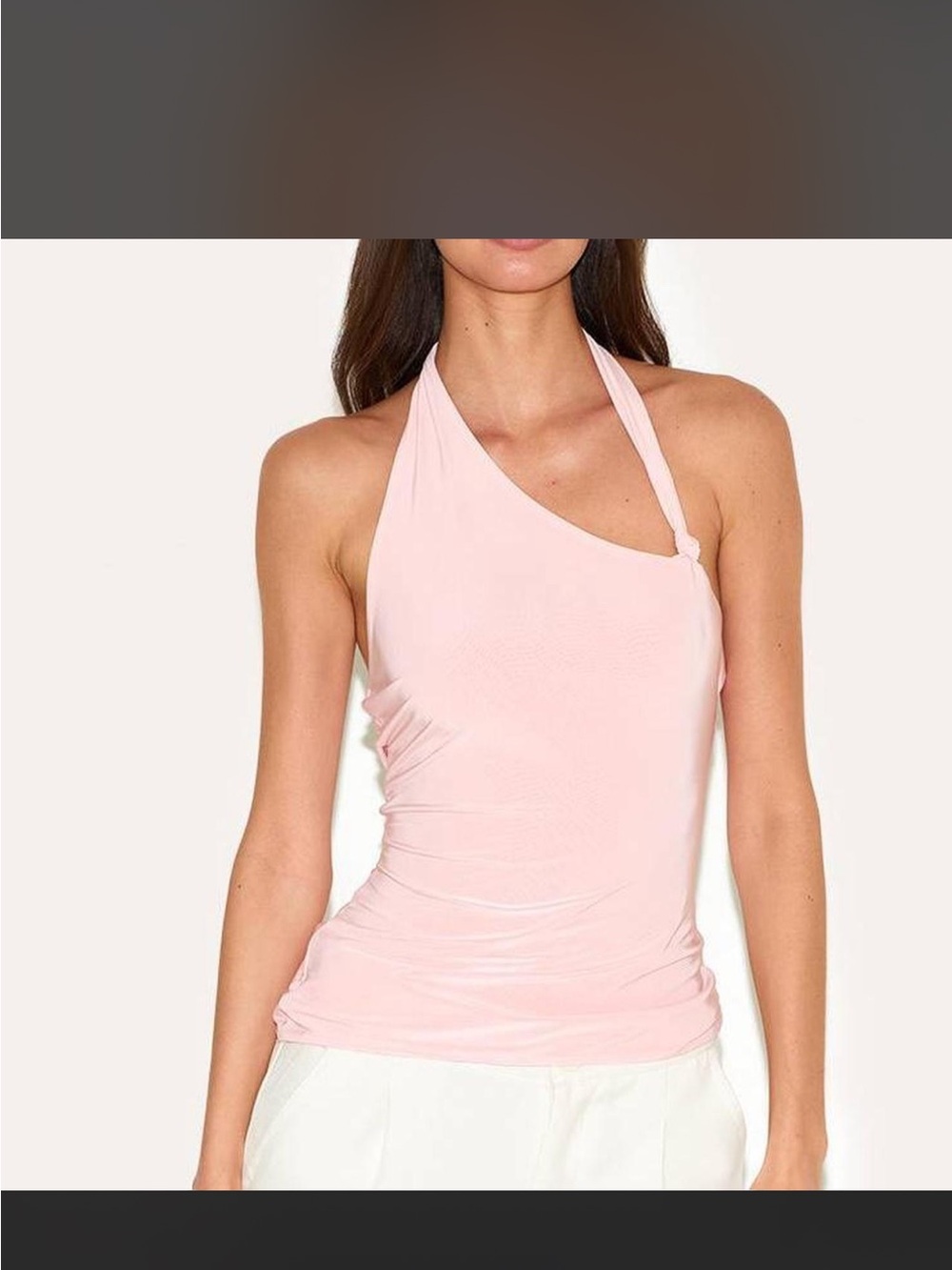 PrettyLittleThing Pale Pink One-Shoulder Halter Camisole